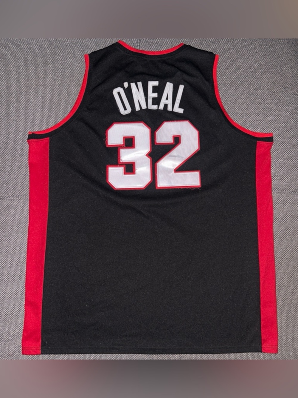 Rare Y2K Miami Heat #32 O'Neal Black & Red Hardwood Classics Jersey